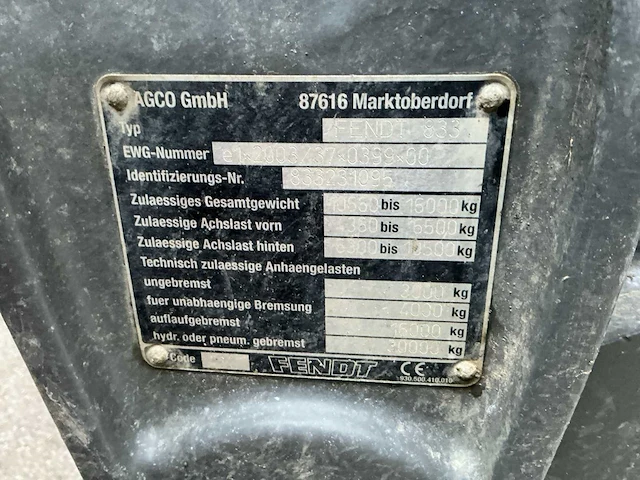 2011 fendt 822 vario profi vierwielaangedreven landbouwtractor - afbeelding 29 van  35