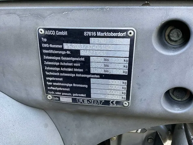 2011 fendt 939 vario vierwielaangedreven landbouwtractor - afbeelding 20 van  20