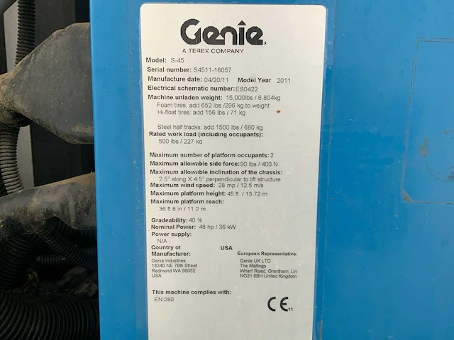 2011 genie s-45 hoogwerker - afbeelding 21 van  28