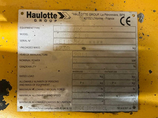 2011 haulotte compact 8 hoogwerker - afbeelding 17 van  24