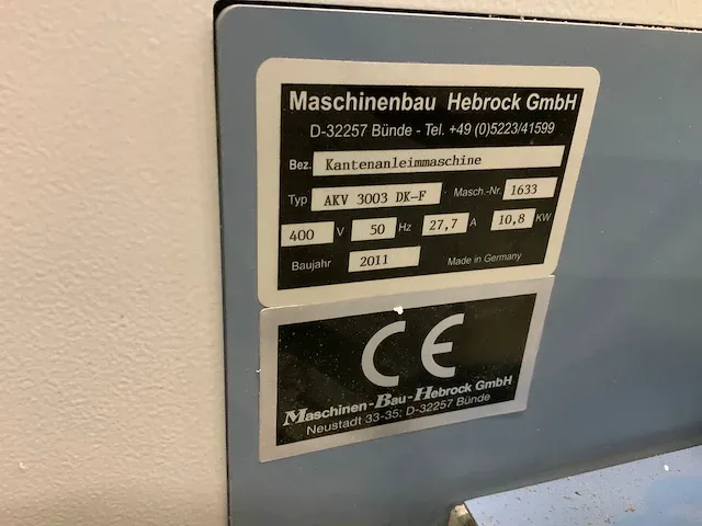 2011 hebrock akv 3000 dkf kantfineermachine - afbeelding 9 van  11
