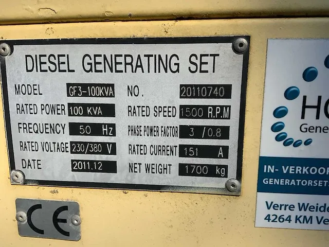 2011 homborg gf3-100kva stroomgenerator - afbeelding 17 van  24