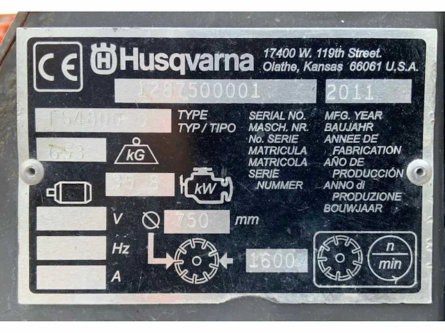 2011 husqvarna fs4800d asfaltzaagmachine / vloerzaag - afbeelding 6 van  14