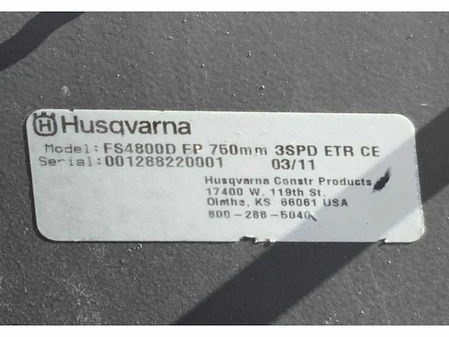 2011 husqvarna fs4800d asfaltzaagmachine / vloerzaag - afbeelding 4 van  14