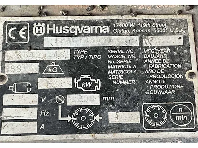 2011 husqvarna fs8400 48 asfaltzaagmachine / betonzaagmachine - afbeelding 10 van  18