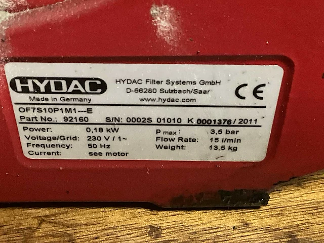 2011 hydac of7s10p1m1 filtratie-unit - afbeelding 5 van  5