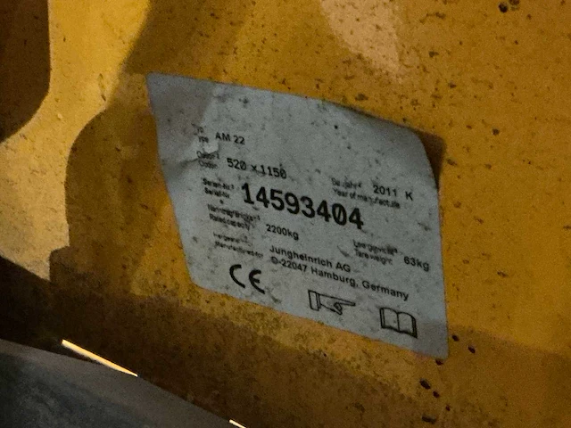 2011 jungheinrich am 22 hand hydraulische palletwagen - afbeelding 3 van  3