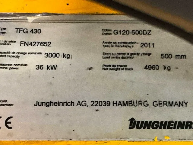2011 jungheinrich tfg 430 vorkheftruck - afbeelding 15 van  22