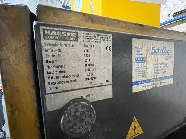 2011 kaeser ask 27 t compressor set with 1000l tank and dryer - afbeelding 9 van  10