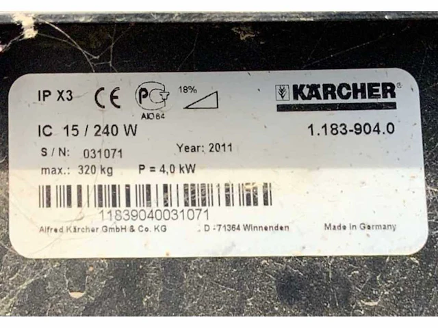 2011 kärcher professional ic15/240 zwerfvuilzuiger - afbeelding 7 van  15