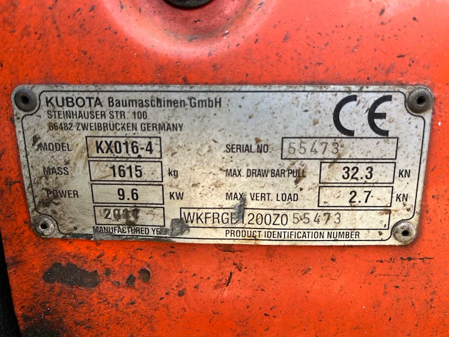 2011 kubota kx016-4 minigraafmachine - afbeelding 18 van  18