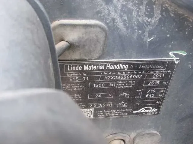 2011 linde e15-01 vorkheftruck - afbeelding 6 van  9