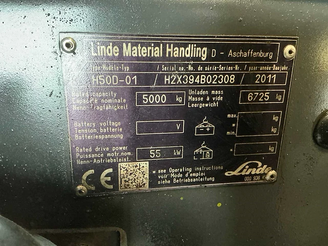 2011 linde h50d-01 vorkheftruck - afbeelding 9 van  17