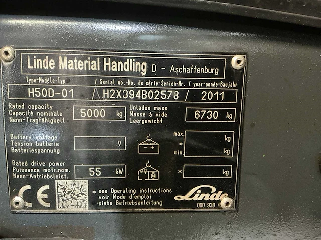 2011 linde h50d-01 vorkheftruck - afbeelding 7 van  15