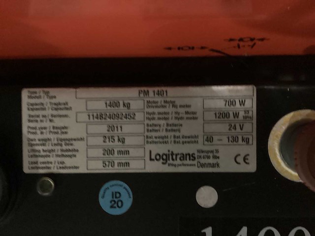 2011 logitrans pm 1401 hand hydraulische palletwagen - afbeelding 6 van  6