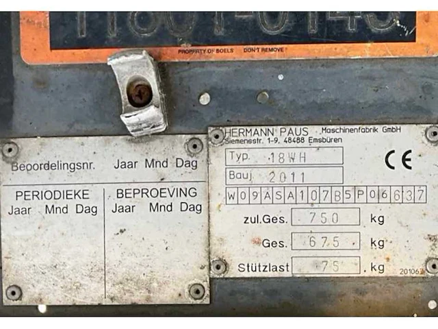 2011 paus 18wh-m easy type b verhuislift / ladderlift - afbeelding 20 van  27