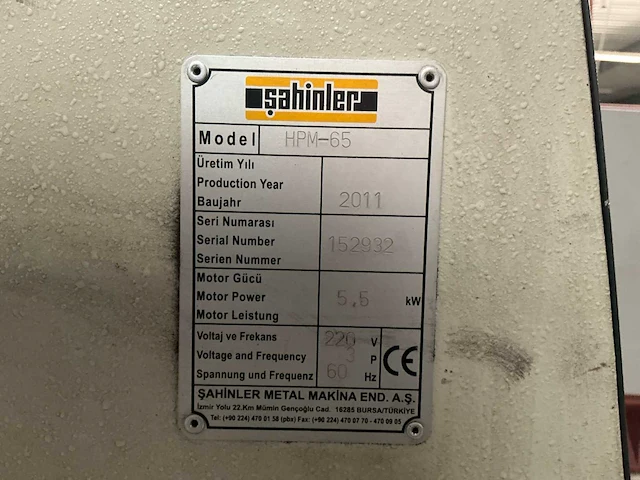 2011 sahinler hpm-65 ponsmachine - afbeelding 9 van  9
