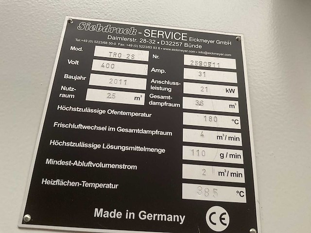 2011 siebdruck tro 2s drying and burning oven - afbeelding 8 van  8