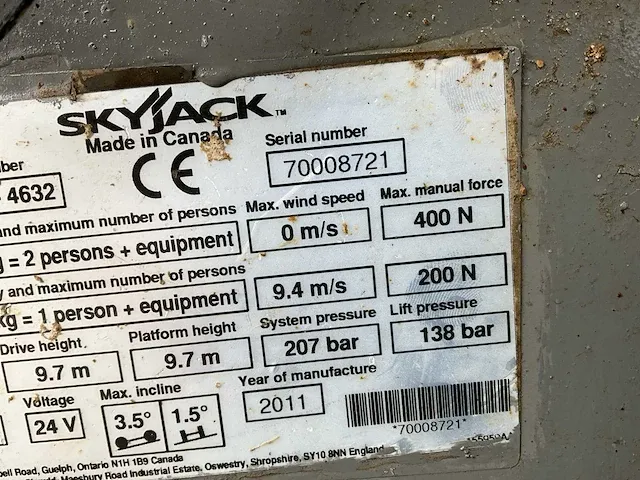 2011 skyjack sjiii 4632 hoogwerker - afbeelding 5 van  13