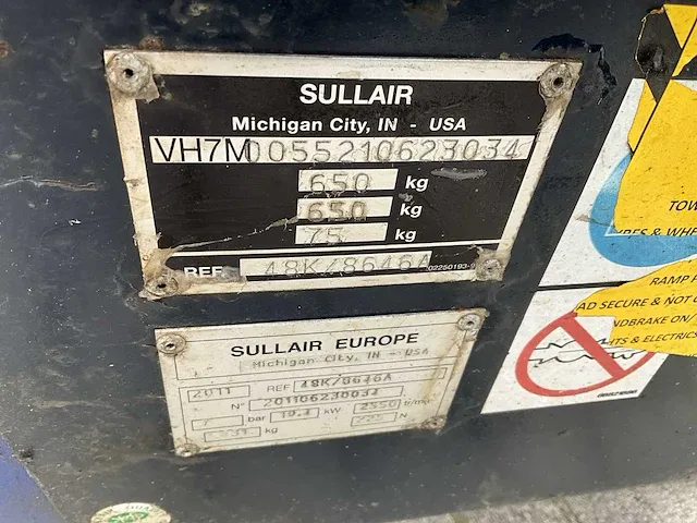 2011 sullair 48k mobiele schroefcompressor - afbeelding 9 van  9