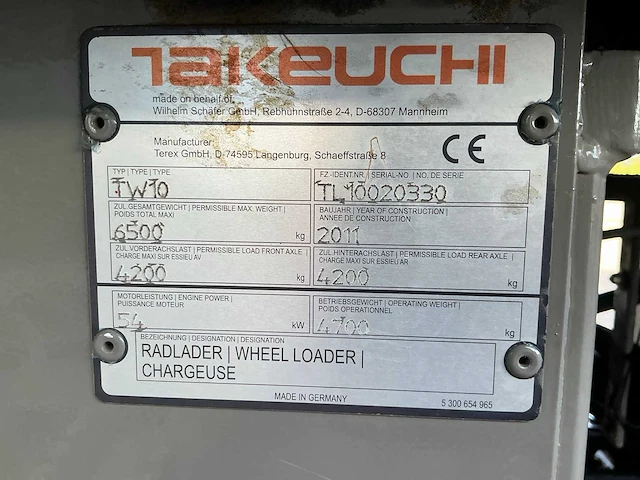 2011 takeuchi / terex tw10 shovel / wiellader - afbeelding 22 van  30