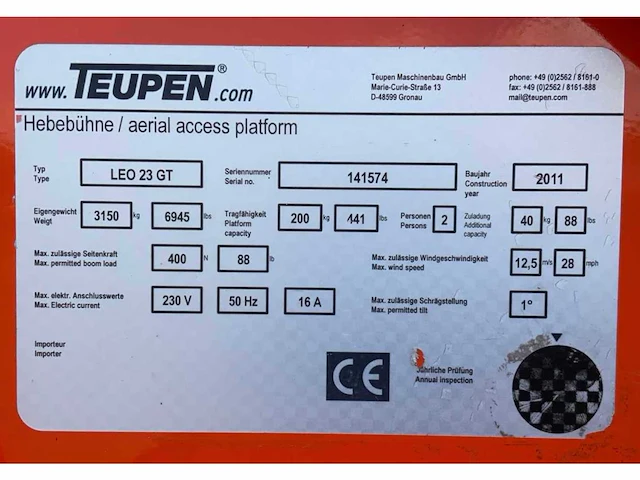 2011 teupen leo23gt compacte spin rupshoogwerker - afbeelding 18 van  25