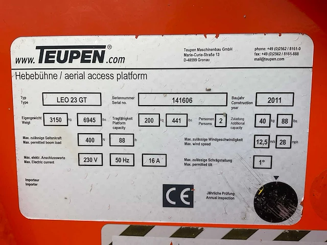 2011 teupen leo23gt compacte spin rupshoogwerker - afbeelding 30 van  36