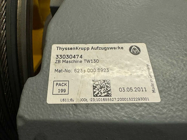 2011 thyssenkrupp gmbh tw130h liftmotor met schakelkast - afbeelding 3 van  18