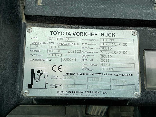 2011 toyota 02-8fdf30 vorkheftruck - afbeelding 24 van  30