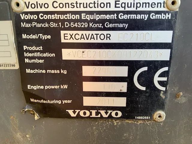 2011 volvo ec210c rupsgraafmachine - afbeelding 39 van  44