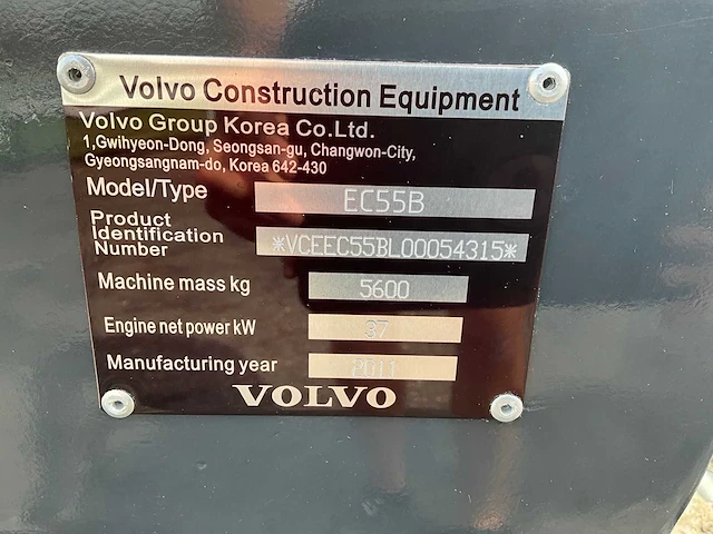2011 volvo ec55b midigraafmachine - afbeelding 21 van  29