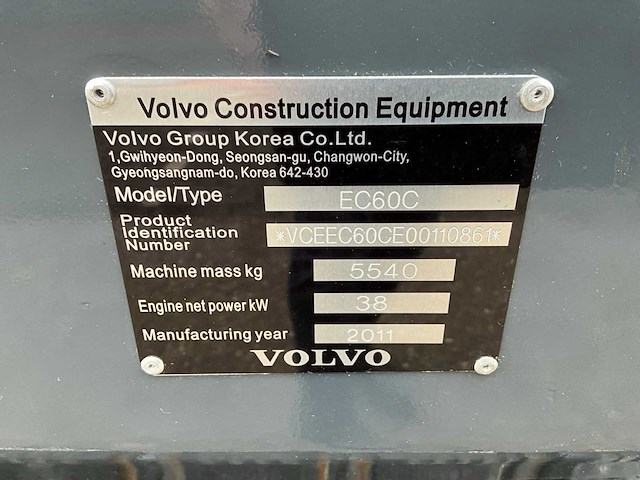 2011 volvo ec60c midigraafmachine - afbeelding 21 van  28