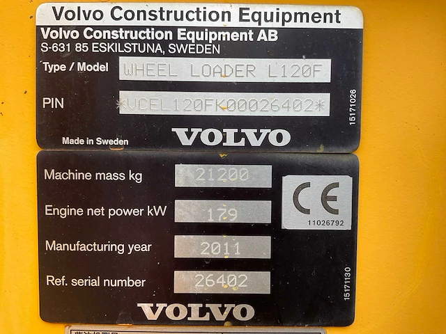 2011 volvo l120f wiellader - afbeelding 24 van  30