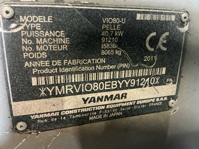 2011 yanmar vio80u midigraafmachine - afbeelding 22 van  29