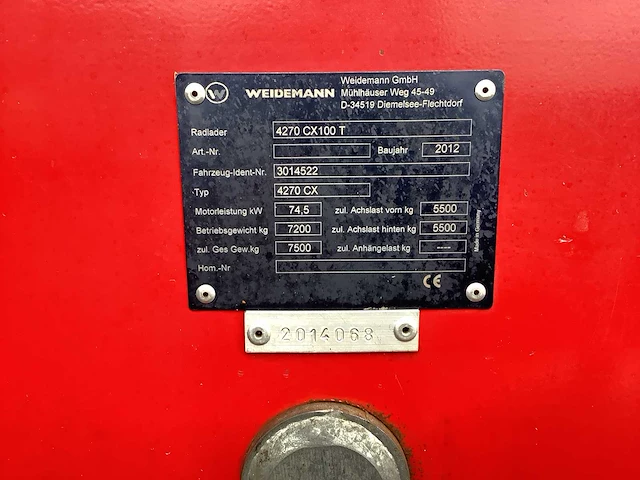 2012 - weidemann - 24070 cx t - shovel - afbeelding 11 van  19