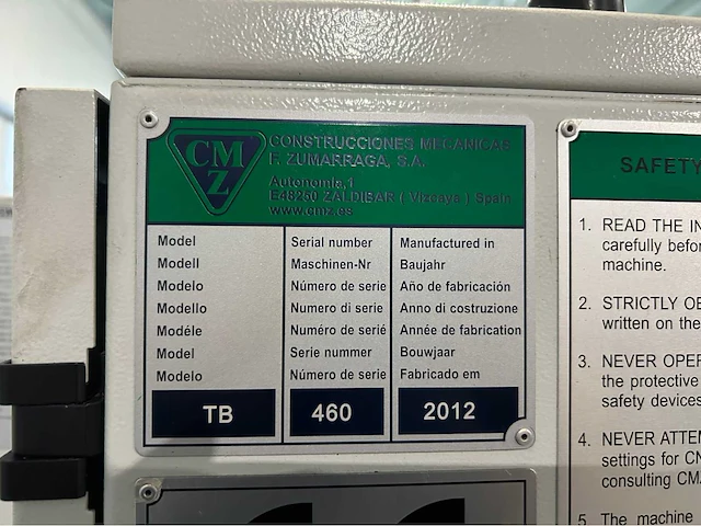2012 cmz tb-46m cnc draaibank - afbeelding 21 van  28