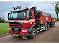 2012 daf fat cf85 20m³ afzetkipper met palfinger kraan en 1999 atm dak18 12m³ aanhangwagen met kipper