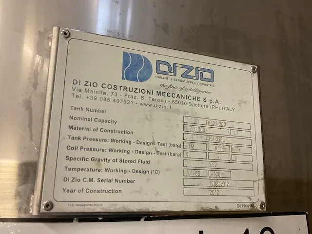 2012 di zio tk101-200 rvs pasteurisatie tank - afbeelding 6 van  20