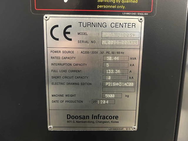 2012 doosan puma 2100sy cnc-draaibanken - afbeelding 29 van  29