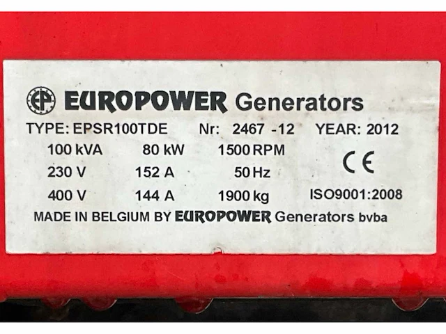 2012 europower generators epsr100tde stroom aggregaat - afbeelding 28 van  34