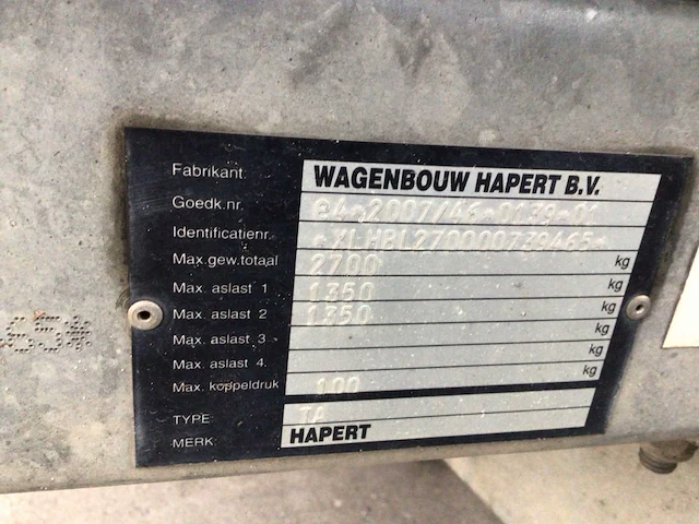 2012 hapert kieper ta 2700kg aanhangwagen - afbeelding 4 van  12