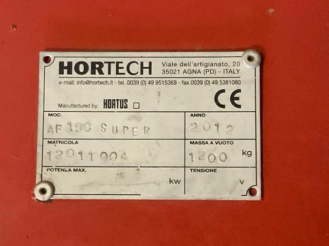 2012 hortech af190 super beddenfrees - afbeelding 9 van  9