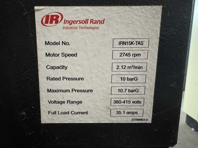 2012 ingersoll rand irn15k-tas zuigercompressor - afbeelding 9 van  18