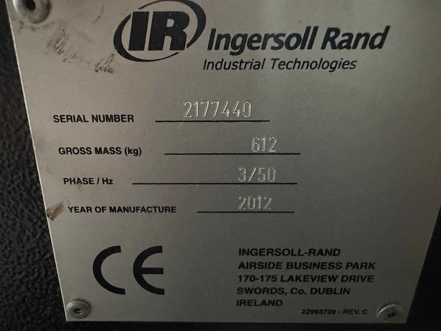 2012 ingersoll rand irn15k-tas zuigercompressor - afbeelding 10 van  18