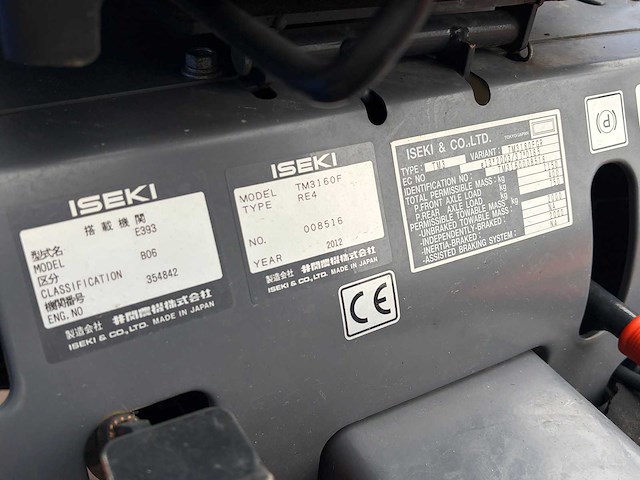 2012 iseki tm3160f minitractor + toebehoren - afbeelding 8 van  33