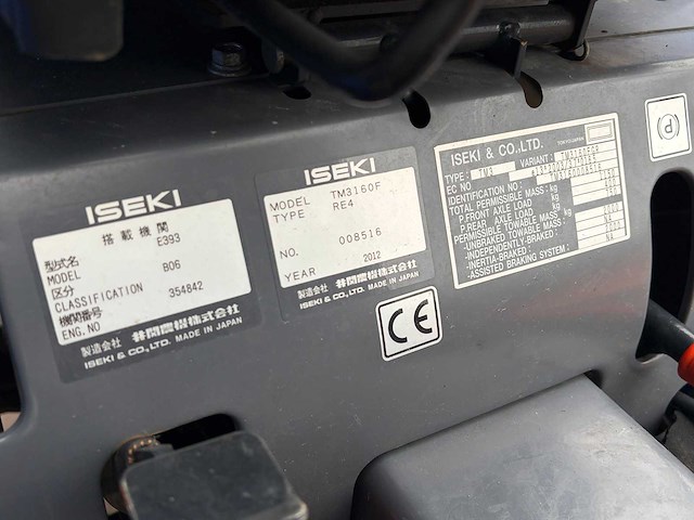 2012 iseki tm3160f minitractor + toebehoren - afbeelding 9 van  33