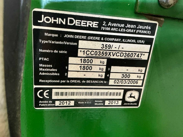 2012 john deere 359 balenpers - afbeelding 22 van  29