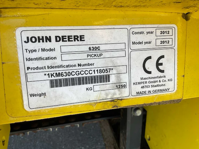 2012 john deere / kemper 630c gras pick-up - afbeelding 3 van  11