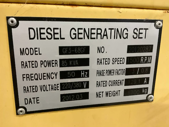 2012 khd deutz gf3-68gf diesel generator - afbeelding 22 van  26