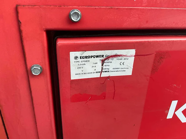 2012 kubota eps8de stroomgenerator - afbeelding 6 van  14